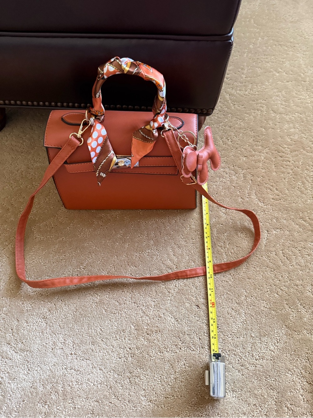 Women's Coral Structured Top-Handle Satchel with Scarf Detail